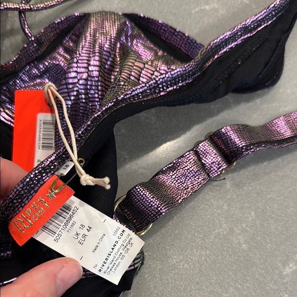 River Island Purple Metallic Bikini Top - Picture 2 of 4